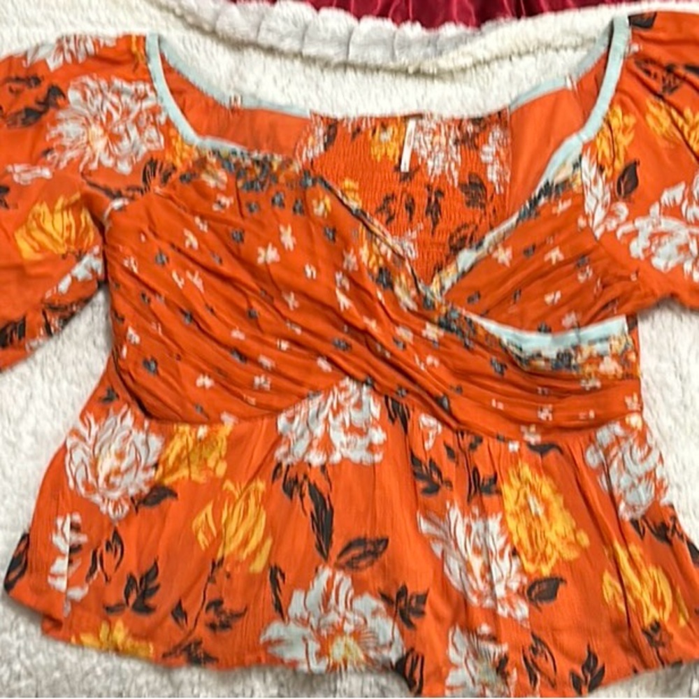 Free People Orange Boho Top